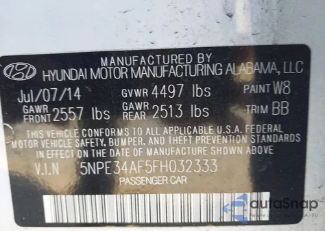 2015 Hyundai Sonata Sport from USA, damaged, VIN 5NPE34AF5FH032333